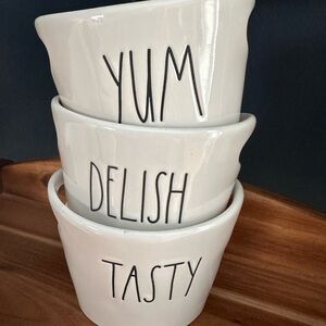 Rae Dunn YUM TASTY DELISH charcuterie, condiment bowls Farmhouse Kitchen Decor